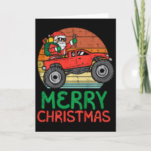 Kids Merry Christmas Santa Monster Truck Xmas Pj T Card