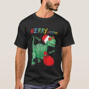 Kids Merry Christmas Trex Dino Pajamas Kids Toddle T-Shirt
