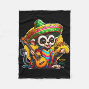 Kids Mexican Monkey With Sombrero And Poncho Cinco Fleece Blanket