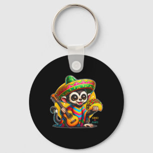 Kids Mexican Monkey With Sombrero And Poncho Cinco Key Ring