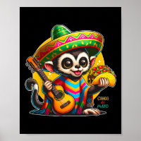 Kids Mexican Monkey With Sombrero And Poncho Cinco