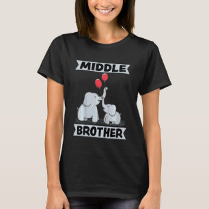 Kids Middle Brother 2023 Cute elephants safari cir T-Shirt