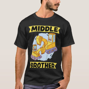 Kids Middle Brother 2023 Digger Excavator Dredger  T-Shirt