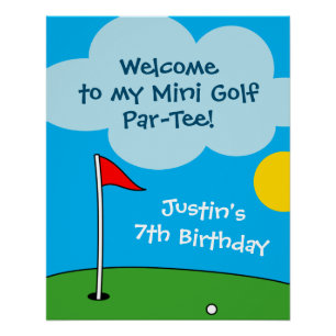 Kid's mini golf putt putt Birthday party welcome Poster