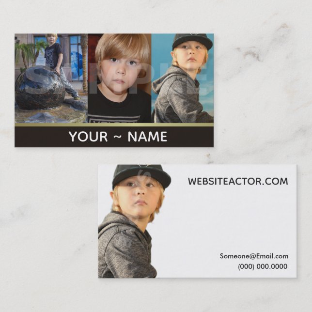 Kids Models and Actors Headshot Business Cards (Front/Back)