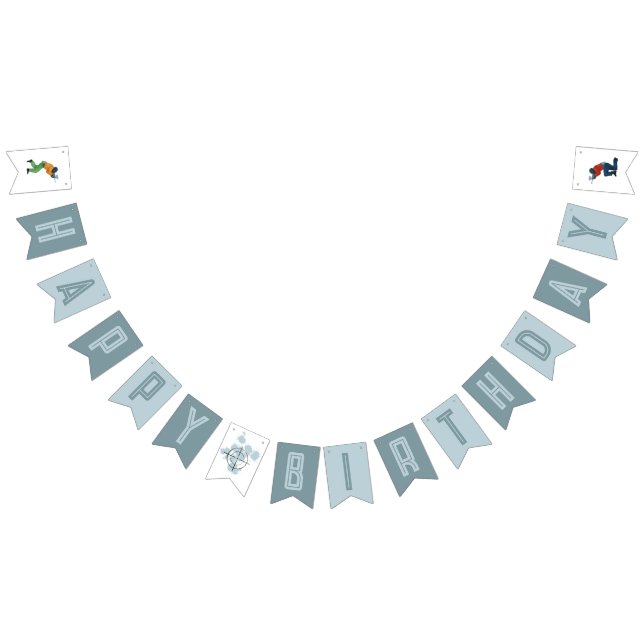 Kids Modern Blue Paintball Boys Birthday Bunting (All)