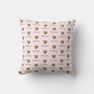 Kids Modern Blush Pink Name Pattern Cushion