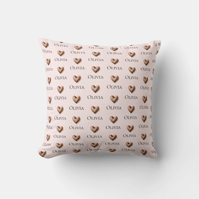 Kids Modern Blush Pink Name Pattern Cushion (Front)