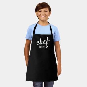 Kid's Modern Chef Script Type Name Personalised  Apron