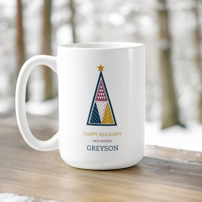 kids modern minimal geometric christmas  coffee mug (stunning minimalistic christmas coffee mug , ideal for gifting somine special like a teacher)