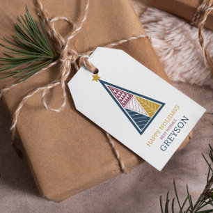 kids modern minimal geometric christmas  gift tags