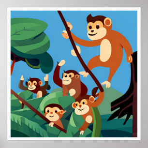 Kid's Monkeys Art Print