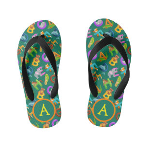 Kids Monogram Animals Alphabet Kid's Thongs