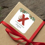 Kids Monogram Christmas Square Sticker<br><div class="desc">Give the gift of personalised charm this Christmas! Our monogram stickers,  featuring Santa hiding behind the letter X,  are a unique and thoughtful way to show your love. Customise with a name,  year and a heartfelt greeting. Make your Christmas gifts stand out!</div>