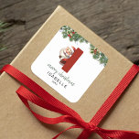 Kids Monogram Christmas Square Sticker<br><div class="desc">Give the gift of personalised charm this Christmas! Our monogram stickers,  featuring Santa hiding behind the letter I,  are a unique and thoughtful way to show your love. Customise with a name,  year and a heartfelt greeting. Make your Christmas gifts stand out!</div>