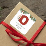 Kids Monogram Christmas Square Sticker<br><div class="desc">Give the gift of personalised charm this Christmas! Our monogram stickers,  featuring Santa hiding behind the letter O,  are a unique and thoughtful way to show your love. Customise with a name,  year and a heartfelt greeting. Make your Christmas gifts stand out!</div>