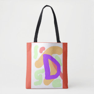 KIDS MONOGRAM INITIAL D Orange  Tote Bag