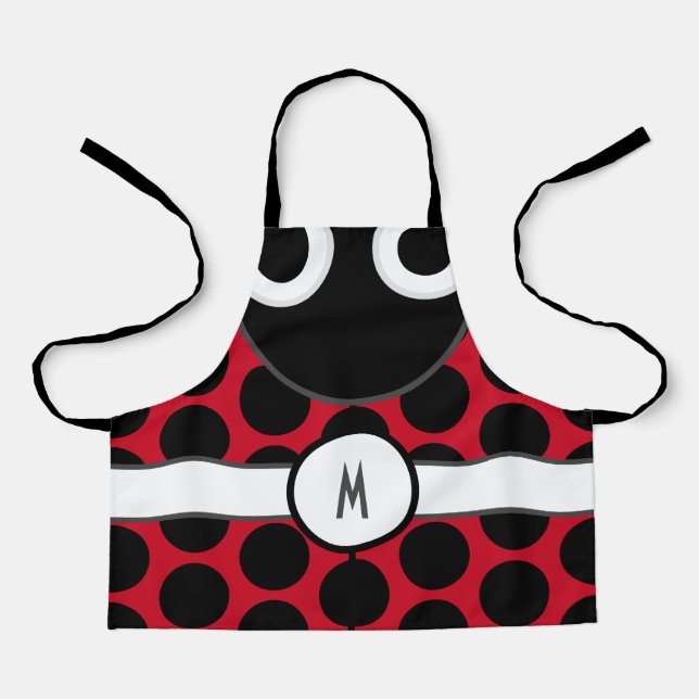 Kids Monogrammed Ladybug Apron (Front)