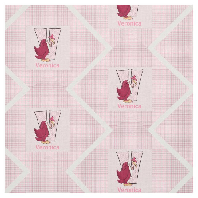 Kid's Monogrammed "V" Pink Vulture Fabric (Swatch)