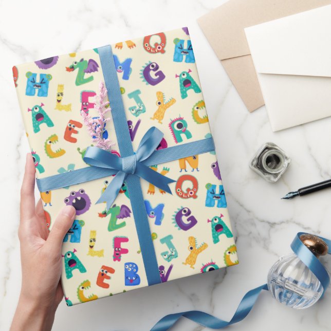 Kids Monster ABC Silly Alphabet Monsters Wrapping Paper (Gifting)