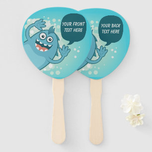 Kids’ Monster custom text hand fans