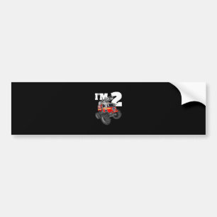 Kids Monster Fire Truck 2nd Birthday Boy 2 Toddler Bumper Sticker