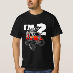 Kids Monster Fire Truck 2nd Birthday Boy 2 Toddler T-Shirt