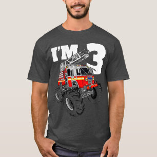 Kids Monster Fire Truck 3rd Birthday Boy 3 T-Shirt