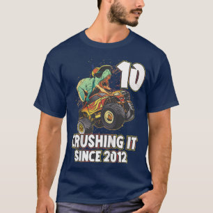 Kids monster truck 10th birthday shirt crushing it