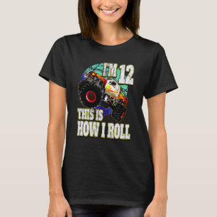 Kids Monster Truck 12 Year Old Birthday T-Shirt