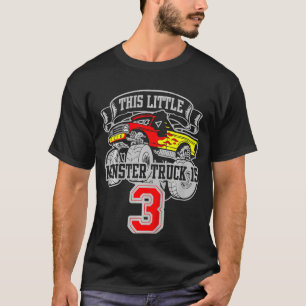Kids Monster Truck 3rd Birthday  This Little Monst T-Shirt