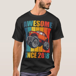 Kids Monster Truck 4th Birthday Boy Awesome Since  T-Shirt
