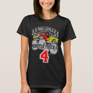 Kids Monster Truck 4th Birthday This Little Monst T-Shirt