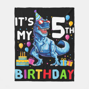 Kids Monster Truck 5th Birthday Boy 5 Five Year Ol Fleece Blanket