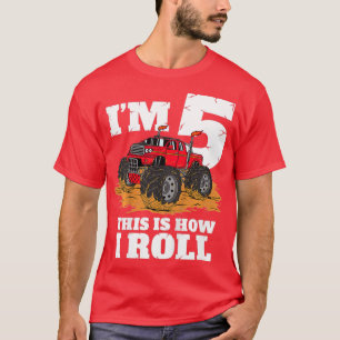 Kids Monster Truck 5th Birthday Boy 5 Year Old Gif T-Shirt