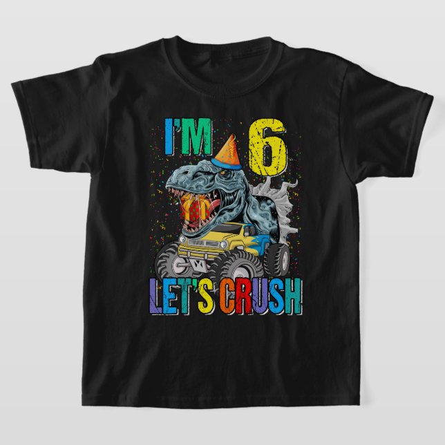 Kids Monster Truck 6 Year Old Tee 6th Birthday Boy (Laydown)