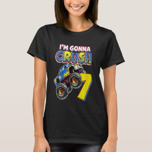 Kids Monster Truck 7th Birthday 7 year Old Birthda T-Shirt