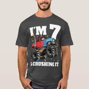 Kids Monster Truck 7th Birthday Boy 7 Seven Year O T-Shirt