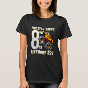 Kids Monster Truck 8th Birthday 8 year Olds Birthd T-Shirt