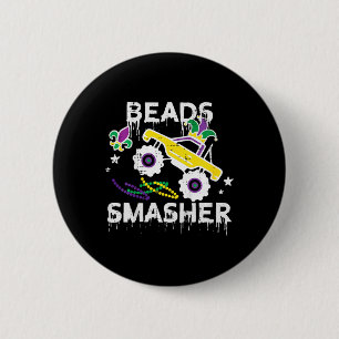 Kids Monster Truck Beads Smasher Mardi Gras Tee To 6 Cm Round Badge