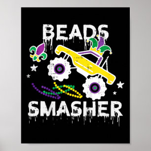 Kids Monster Truck Beads Smasher Mardi Gras Tee To Poster