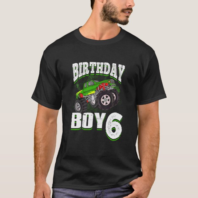 Kids Monster Truck Birthday Boy Is 6 Kids 6th Birt T-Shirt (Front)