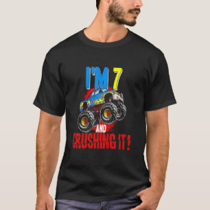 Kids Monster Truck Birthday I'm Going To Crush 7 T-Shirt