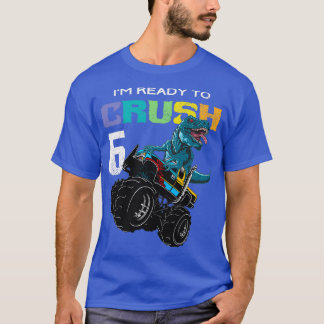 Kids Monster Truck Dinosaur 6th Birthday Funny 2 T-Shirt