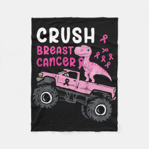 Kids Monster Truck Dinosaur Crush Breast Cancer Aw Fleece Blanket