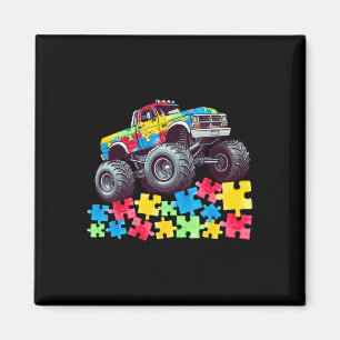 Kids Monster Truck Drives Over Puzzles Autism Awar Magnet