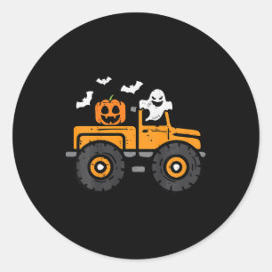 Kids Monster Truck Ghost Pumpkin Halloween Costume Classic Round Sticker