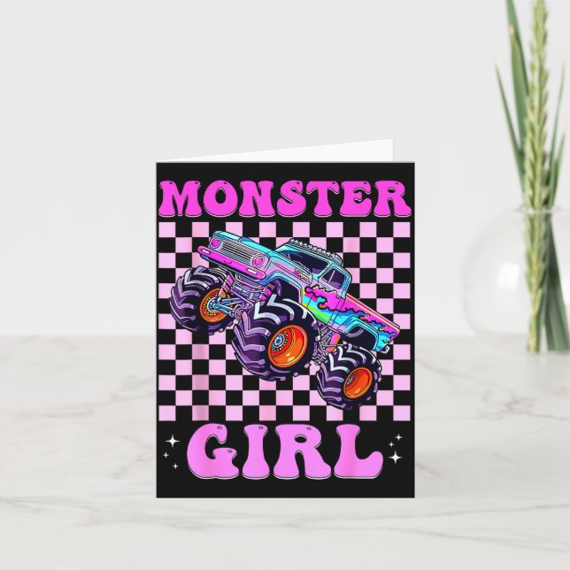 Kids Monster Truck Girl Nk Monster Trucks Lover Mo Card (Front)