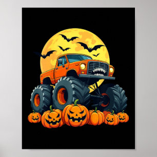 Kids Monster Truck Halloween Pumpkin Jack O Lanter Poster