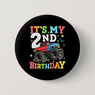 Kids Monster Truck Its My 2nd Birthday Boy Two 2 T 6 Cm Round Badge